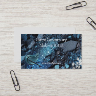 Cartão De Visita Artista de Maquiagem Glam Azul Vibrante 
