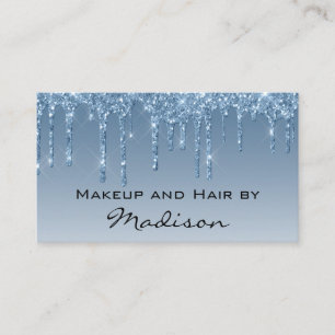 Cartão De Visita Artista de Maquiagem Glam Blue Dripping Glitter Dr