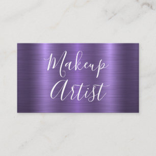 Cartão De Visita Artista de Maquiagem Glamourosa Fundo Roxo