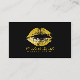 Cartão De Visita Artista de Maquiagem Gold Lips #3