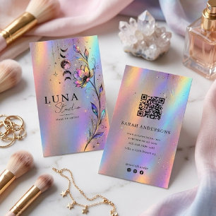 Cartão De Visita Artista de Maquiagem Holográfica Luxo QR