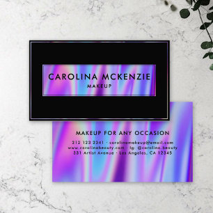 Cartão De Visita Artista de maquiagem Holográfica Moderna Arco-Ír