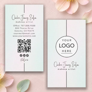 Cartão De Visita Artista de Maquiagem Logotipo Redondo Código QR Mí