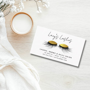 Cartão De Visita Artista de Maquiagem Long Lush Lashes Gold Glitter