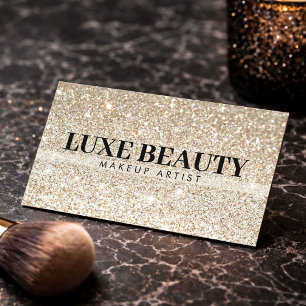 Cartão De Visita Artista de Maquiagem Minimalista Luxo Dourado Bril