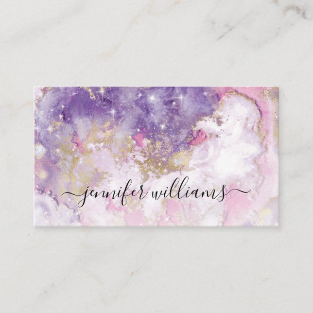 Cartão De Visita Artista de Maquiagem Moderna de Folha de Ouro de A (Frente)