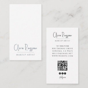 Cartão De Visita Artista de Maquiagem Moderna Foto QR Code Mídia So