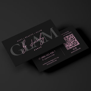 Cartão De Visita Artista de Maquiagem Nupcial Estética Rosa Preto M