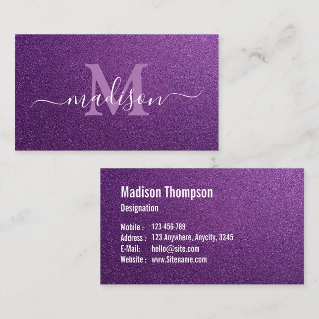 Cartão De Visita Artista de Maquiagem Personalizada da Glitter de T (Frente/Verso)