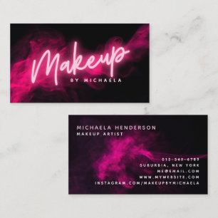 Cartão De Visita Artista de Maquiagem Pink Neon & Fumaça