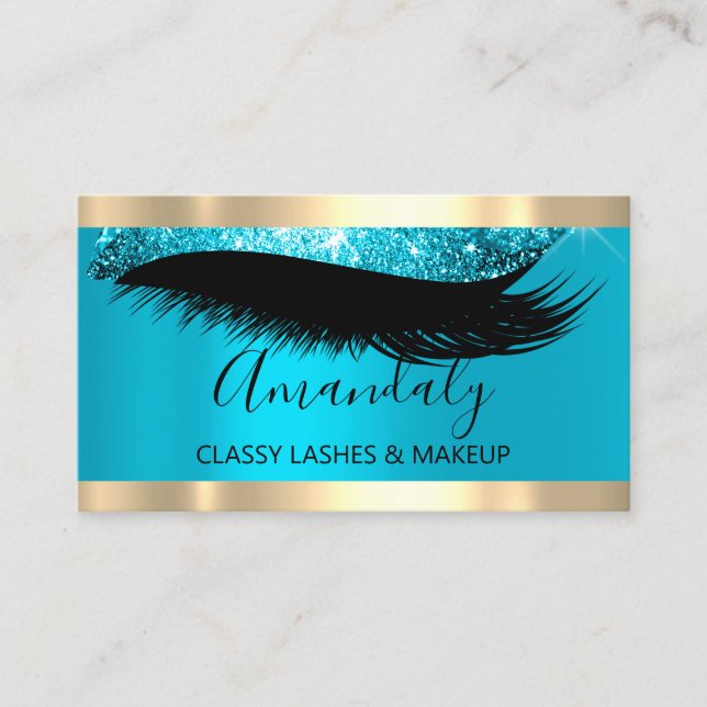Cartão De Visita Artista de maquiagem profissional Eyelash azul úni (Frente)