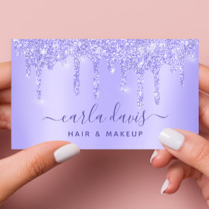 Cartão De Visita Artista de Maquiagem Purple Drips Sparkle Lash Sal