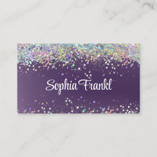 Cartão De Visita Artista de Maquiagem Purpurina Holográfica Elegant