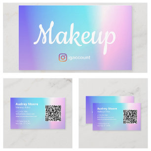Cartão De Visita Artista de Maquiagem QR Code Tendência