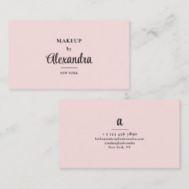 Cartão De Visita Artista de Maquiagem Rosa Bege Elegante Assinatura