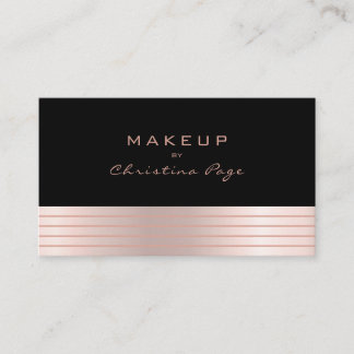 Cartão De Visita Artista de Maquiagem Rosa Dourado Ombre & Preto