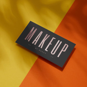 Cartão De Visita Artista de Maquiagem Rose Gold Glitter