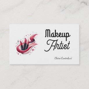 Cartão De Visita Artista de Maquiagem Swoosh de Lipstick moderno