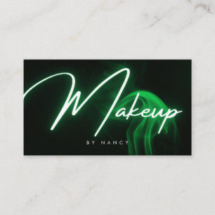 Cartão De Visita Artista de Maquiagem Verde Neon Fumaça Salão de Be