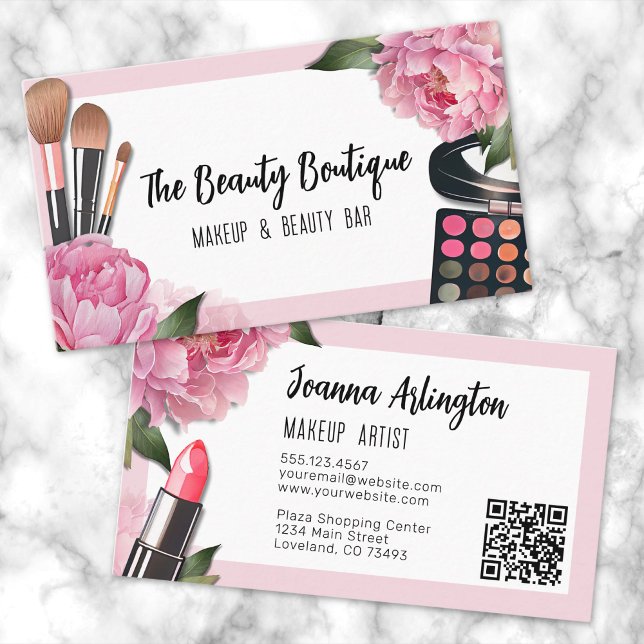 Cartão De Visita Artista de maquilhagem de beleza rosa (Pink Beauty Makeup Artist Business Card )