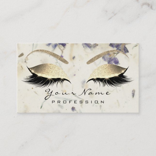 Cartão De Visita Artista de maquilhagem Olhos Lash Glitter Dourado  (Frente)