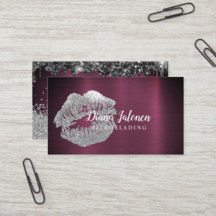 Cartão De Visita Artista de Microblading PMU Prata Dourada Brilhant