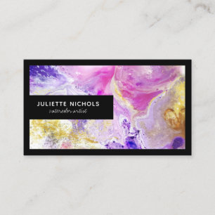 Cartão De Visita Artista de ouro roxo, cor-de-água, moderna