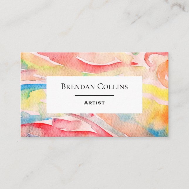 Cartão De Visita Artista de pintura dinâmica de Abstrato de aquarel (Frente)