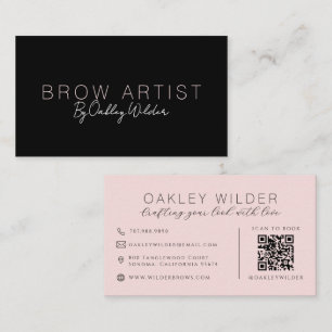 Cartão De Visita Artista de Sobrancelhas Código QR Rosa