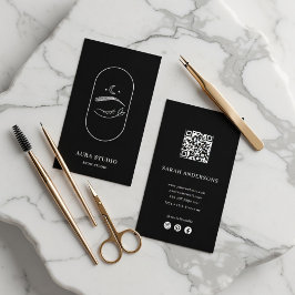 Cartão De Visita Artista de Sobrancelhas de Luxo Código QR do Estú