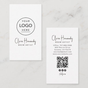 Cartão De Visita Artista de Sobrancelhas Logotipo Redondo QR Code M