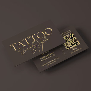 Cartão De Visita Artista de Tatuagem Cosmética Minimalista Espresso