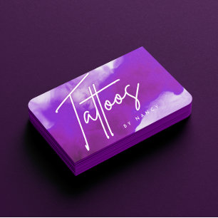 Cartão De Visita Artista de Tatuagem de Fumos Neon & Purple
