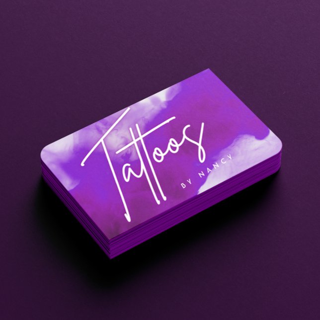 Cartão De Visita Artista de Tatuagem de Fumos Neon & Purple (Criador carregado)