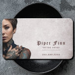 Cartão De Visita Artista de Tatuagem de Vintage com Demarcação Púrp<br><div class="desc">Apresentando nosso Trabalho de arte personalizado de código QR, Vintage Black Tattoo Artist Cartão de visita, uma ferramenta distinta e poderosa para artistas de tatuagem profissionais. Projetados com uma estética ousada e gótica, esses cartões de visitas exudem uma vibração eterno e ousada que se alinha perfeitamente à cultura da tatuagem....</div>