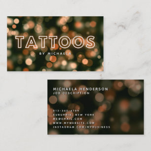 Cartão De Visita Artista de Tatuagem/Loja Neon e Luzes Modernas Dou