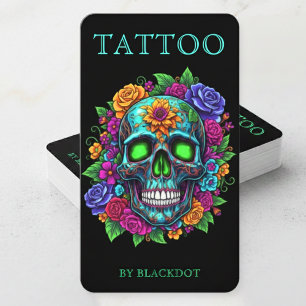 Cartão De Visita Artista de Tatuagem Moderna Mídia Social Tatuagens