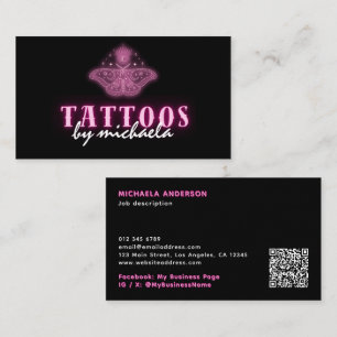 Cartão De Visita Artista de Tatuagem Neon Místico Celestial Maripos