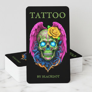 Cartão De Visita Artista de Tatuagem Profissional Código Qr Estúdio