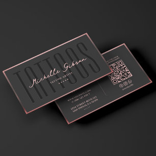 Cartão De Visita Artista de Tatuagem Rosegold Tattooist Moldura Ros