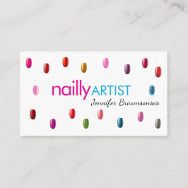 Cartão De Visita Artista de Unhas Acrílicas Maquiagem Rosa Azul