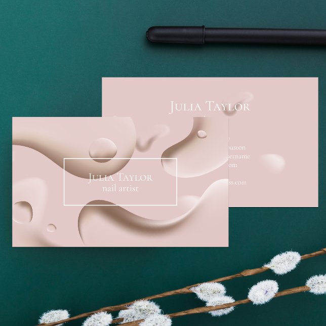 Cartão De Visita Artista de Unhas de Bela Rosa Rosa Moderna (Criador carregado)