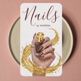 Cartão De Visita Artista de Unhas de Luxo Manicure Espresso Deep Cl