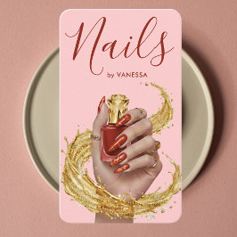 Cartão De Visita Artista de Unhas de Luxo Manicure Tomate Vermelho