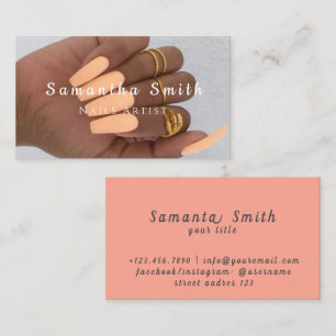 Cartão De Visita Artista de Unhas de Salão de Manicure de Arte de C