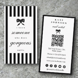 Cartão De Visita Artista de Unhas Elegante Código QR Salão de Belez