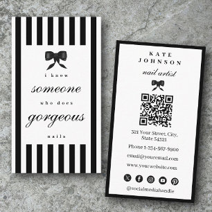 Cartão De Visita Artista de Unhas Elegante Código QR Salão de Belez