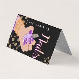 Cartão De Visita Artista de Unhas Glow Script Citação Desenhada à M