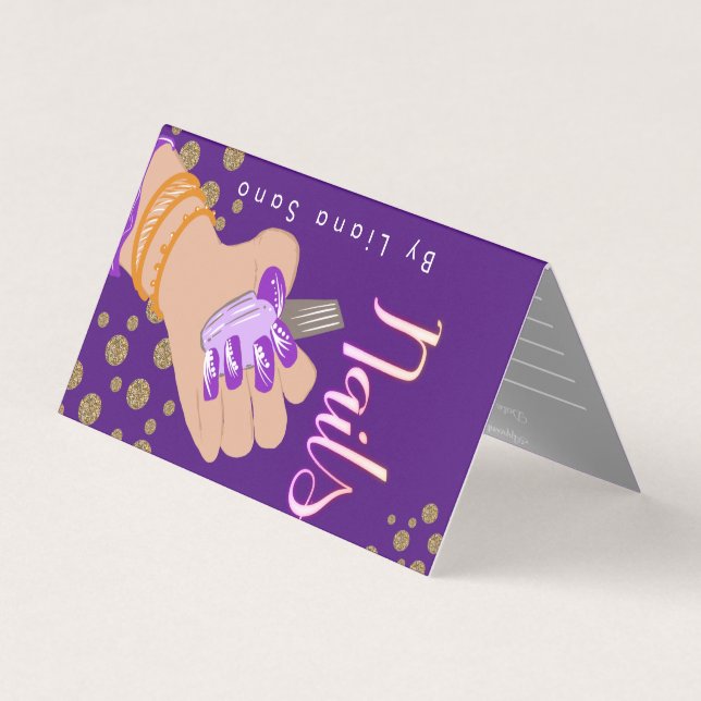Cartão De Visita Artista de Unhas Glow Script Compromisso Desenhado (Frente)