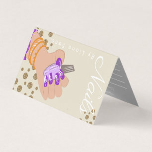 Cartão De Visita Artista de Unhas Glow Script Compromisso Desenhado